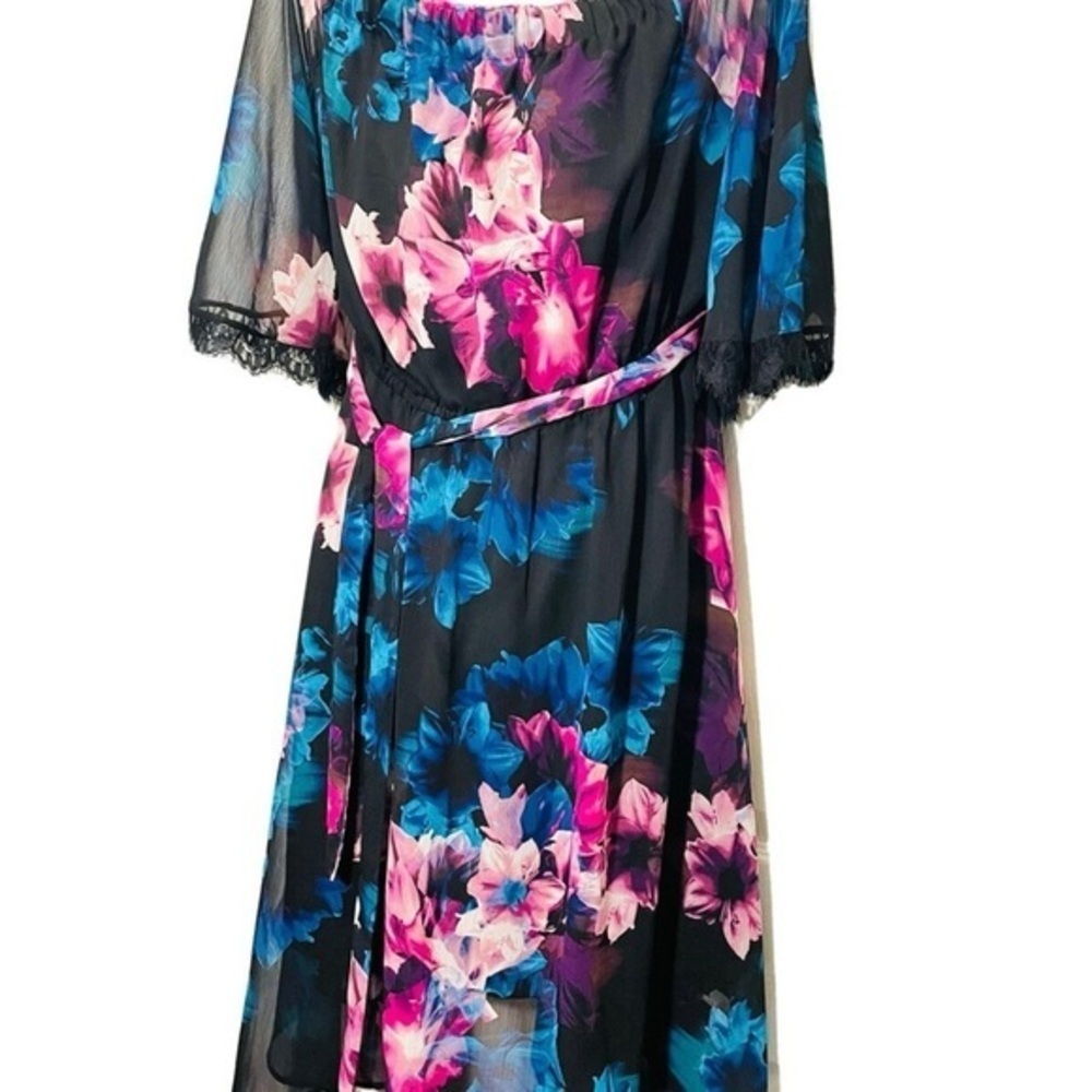 Jennifer Lopez Floral Sheer Dress with Belt